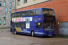 An Alexander Dennis Enviro400 carrying the new excel route branding at Norwich bus station, March 2018 Excel bus.jpg