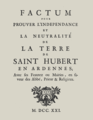 Factum pour prouver l'indépendance et la neutralité de la Terre de Saint-Hubert, publié en 1721