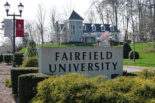 Main entrance to Fairfield University