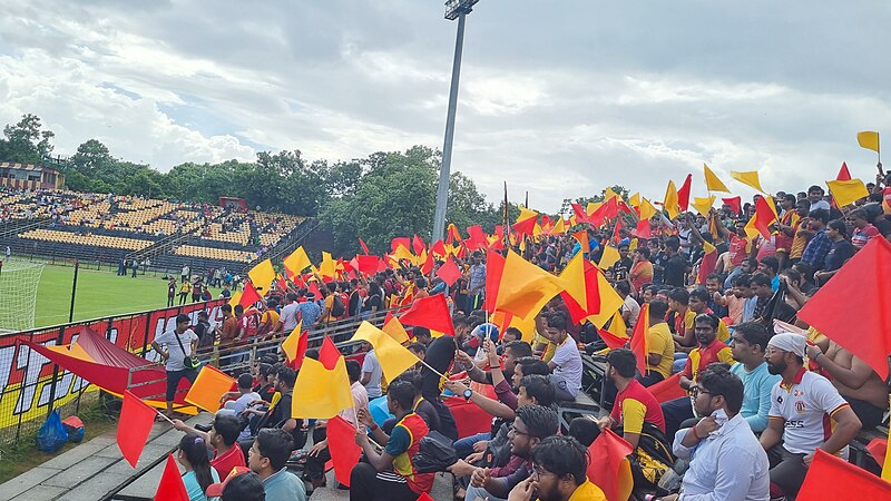 File:Fans being crazy during a Calcutta Football League match between East Bengal FC reserves and Eastern Railway FC at the East Bengal–Aryan Ground in Kolkata, West Bengal, photographed by Yogabrata Chakraborty, on July 27, 2023.jpg