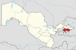 Farg‘onan alueen sijainti Uzbekistanissa.