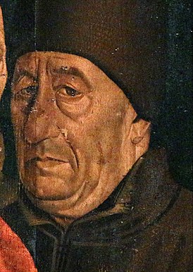 Предполагаемый портрет Фернана Лопеша на панно «Архиепископ» «Полиптиха святого Винсента» Нуну Гонсалвеша, вторая половина XV века