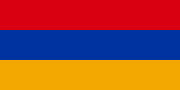 Flagg vun Armenien: baven rot, denn blau und unnen orange