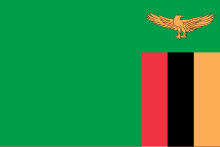 The flag of Zambia according to the correct Pantone colours. Flag of Zambia (Pantone).svg