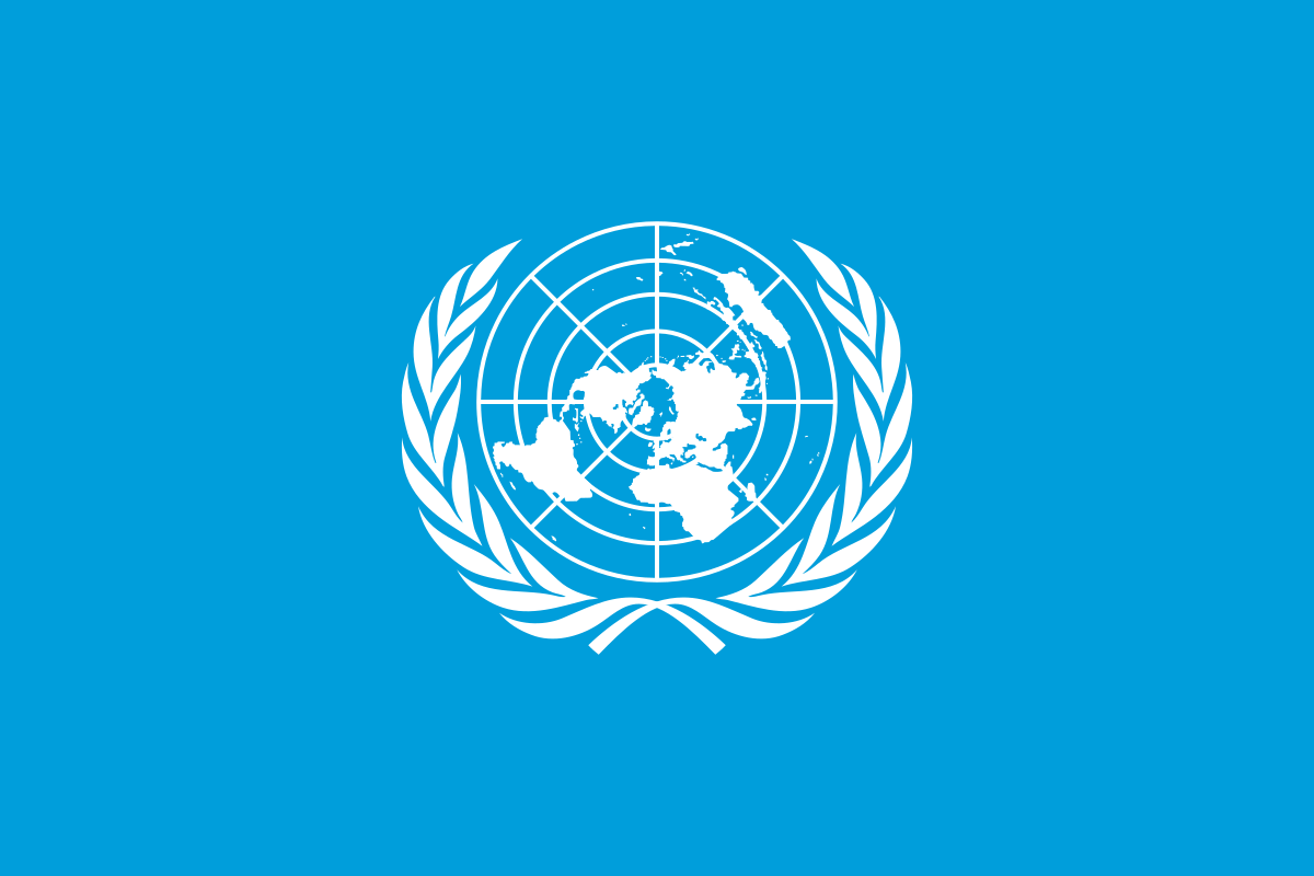 Image of the United Nations flag. 