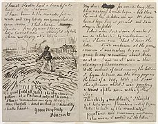 Lettre à John Peter Russell, 1888, crayon rouge et encre sur papier tissé, 20,3 × 26,3 cm, New York, musée Solomon R. Guggenheim.