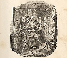 1859 illustration of Vidocq arresting a robber after tracking him down George Cruikshank - Vidocq arresting Pons.jpg