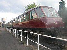 One of the 'beaver-tail' observation cars used on The Coronation, in rebuilt form at the Great Central Railway GreatCentralRailwayE1719E.JPG