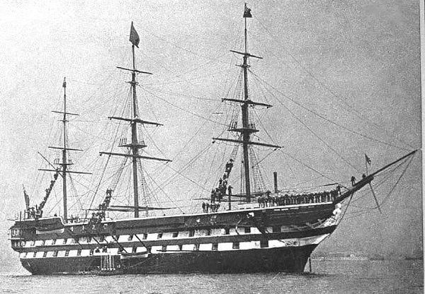 The second-rate HMS Nile, Milne's flagship when he commanded the North America and West Indies Station in the early 1860s