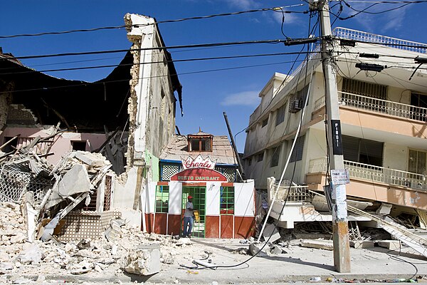 Damaged buildings in Port-au-Prince