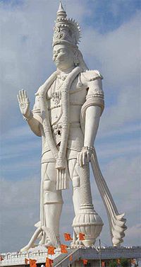 41 meters (135 ft) high Hanuman monument at Paritala, Andhra Pradesh Hanuman-vijayawada-paritala.jpg