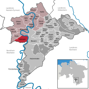 Poziția Heinsen pe harta districtului Holzminden