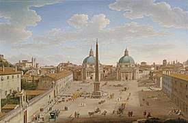 Piazza di Popolo (1750), de Hendrik Frans van Lint (1684-1763)