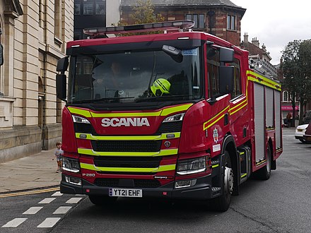 A Scania P280 fire engine used by the Humberside Fire and Rescue Service
