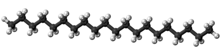 Ball and stick model of the icosane molecule