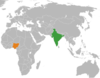 Location map for India and Nigeria.