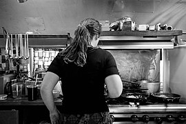 Inside a food cart