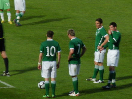 Ireland players (L-R) Robbie Keane, Liam Lawrence, Keith Andrews and Keith Fahey in a 2010 friendly against Algeria