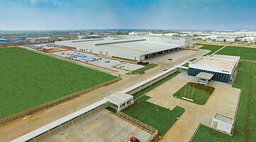 Isuzu Motors India manufacturing plant aerial view, Sricity