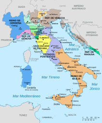 Estados italianos em 1796.