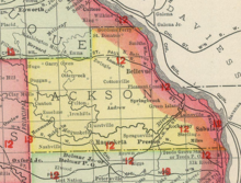 Nashville in Jackson County, Iowa, in 1903 Jackson county iowa 1903.png