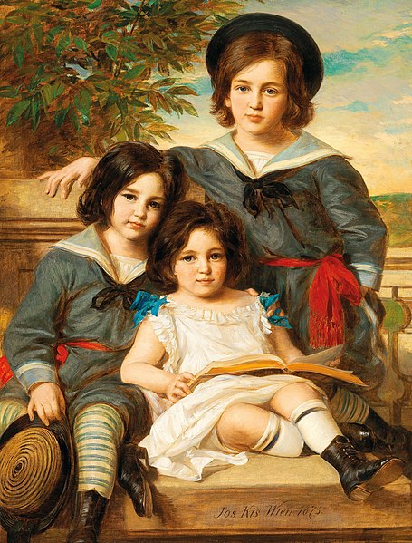 File:Josef Kiss - Three siblings in a sailor’s suit before a landscape background.jpg