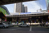 A street level view of Masjid Jamek LRT station along Jalan Tun Perak in 2014.