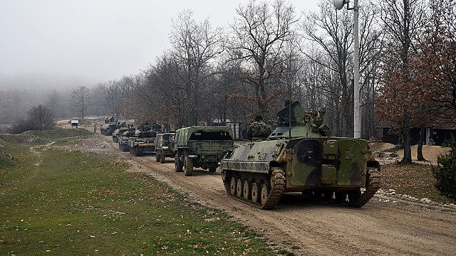 Serbian Army in Ground Safety Zone after an exercise in April 2022