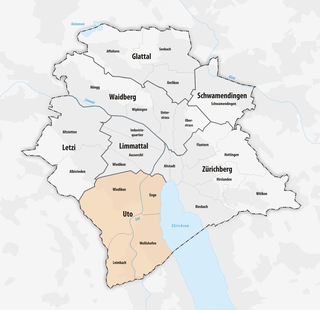 Location of the Uto school district within the city of Zurich