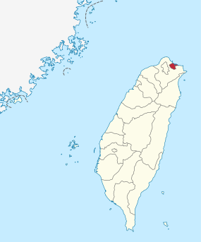 Kort over Taiwan, position for Keelung fremhævet