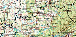 Geografická mapa Kentucky