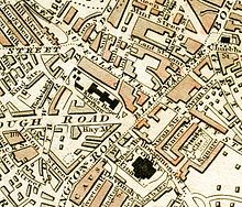 Locations of King's Bench Prison and Horsemonger Lane Gaol, c.1833. King's Bench Prison and Horsemonger Lane Gaol from 1833 Schmollinger map.jpg