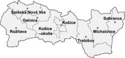 Poloha okresu Košický kraj v Košickom kraji (klikacia mapa)