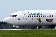 English: LX-LGU at Luxembourg-Findel International Airport.