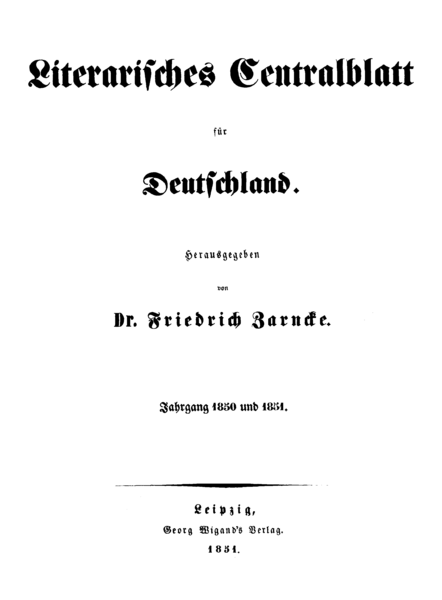 File:Literarisches Centralblatt für Deutschland 1850 Titel.png