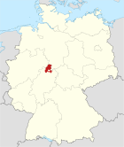 Deutschlandkarte, Position des Landkreises Kassel hervorgehoben