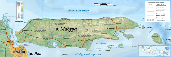 Madura Island topographic map - ru.svg