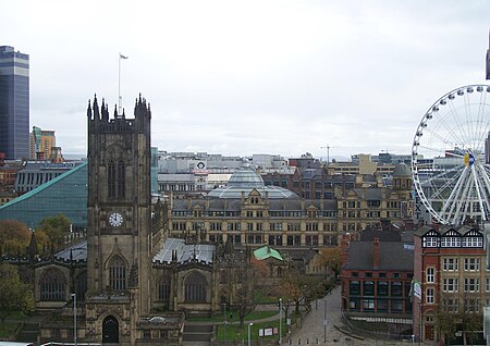 Manchester Cathedral and skyline