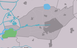 Lokaasje Goaiïngahuzen (grien) yn 'e gemeente Smellingerlân