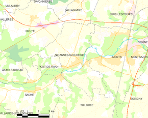 Poziția localității Artannes-sur-Indre