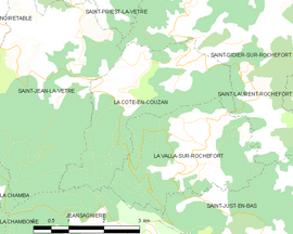 Mapa obce La Côte-en-Couzan