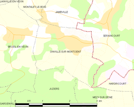 Mapa obce Oinville-sur-Montcient