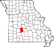 Mapa de Misuri con la ubicación del condado de Dallas