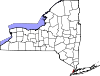 標示出纽约縣位置的地圖