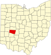 Mapa de Ohio con la ubicación del condado de Clark