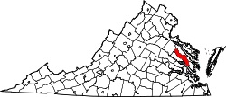 map of Virginia highlighting King and Queen County