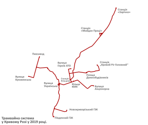 Map of tram system in Kryvyi Rih (uk).svg