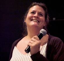 Megan Griffiths speaking at Penn State in 2018