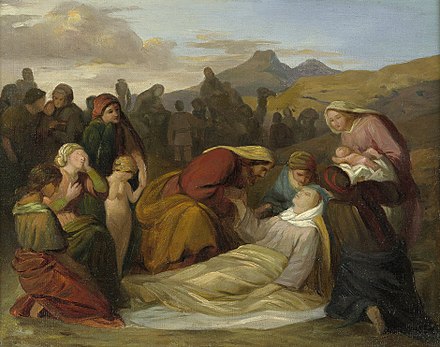 The death of Rachel after the birth of Benjamin (c. 1847) by Gustav Ferdinand Metz