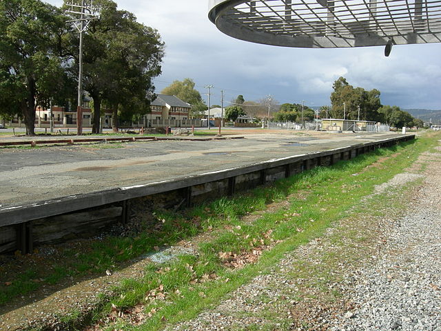 Original Midland Junction Railway Station platform looking north east from track-side